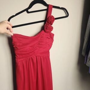 Asymmetrical one shoulder red dress